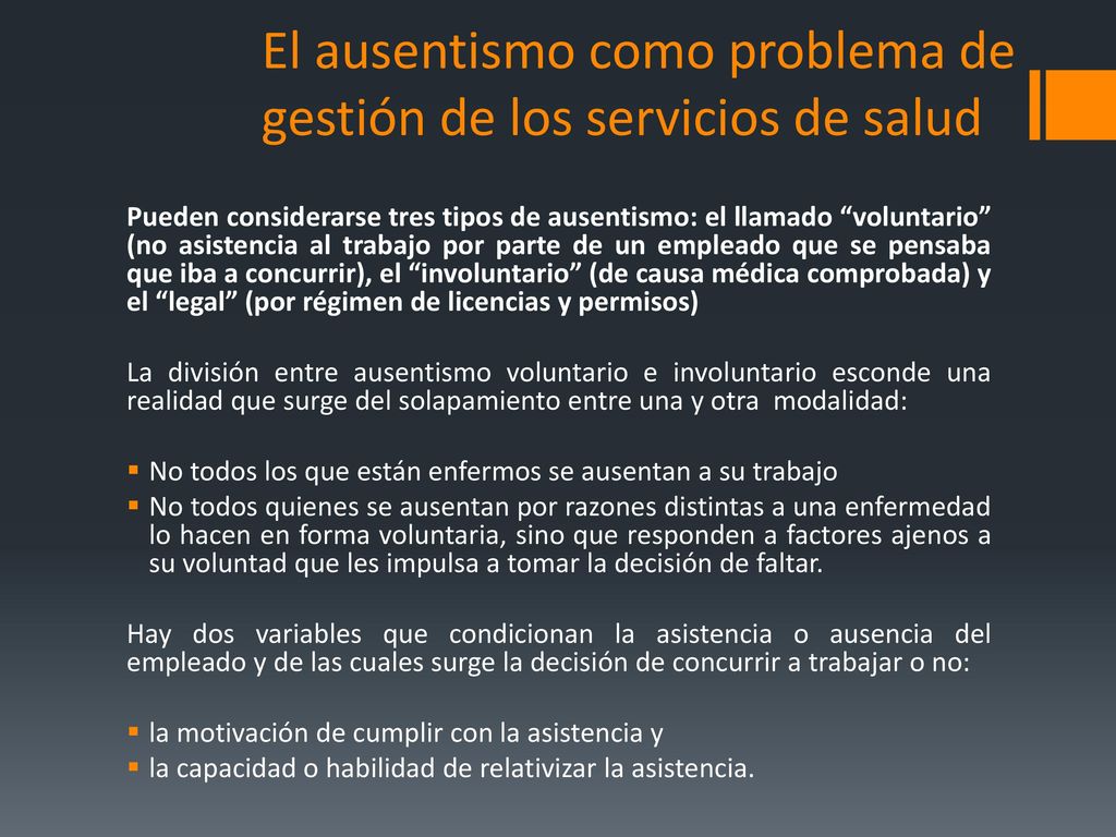 El ausentismo como problema de gestión de los servicios de salud
