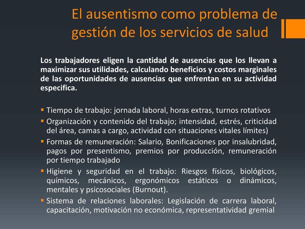El ausentismo como problema de gestión de los servicios de salud