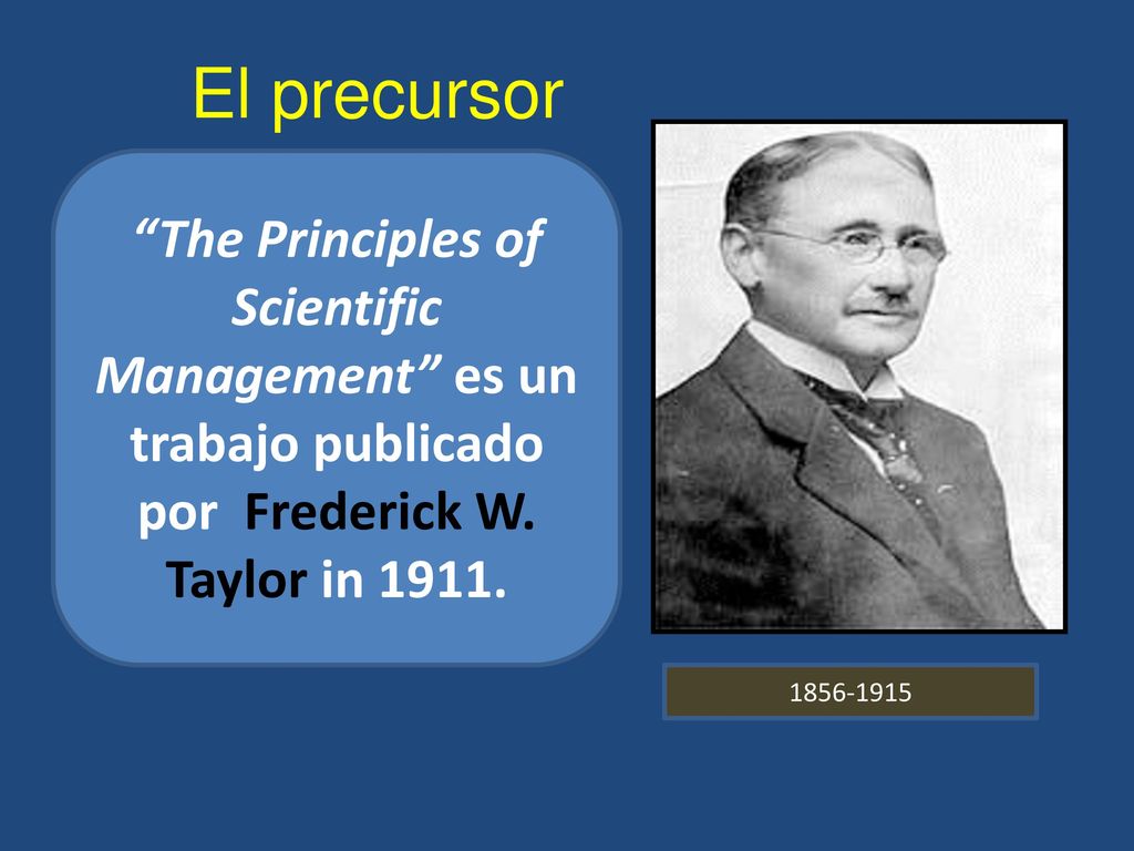 El precursor The Principles of Scientific Management es un trabajo publicado por Frederick W. Taylor in