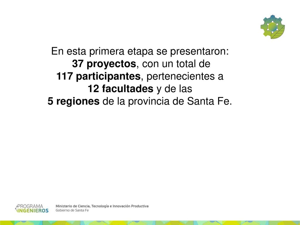 En esta primera etapa se presentaron: 37 proyectos, con un total de