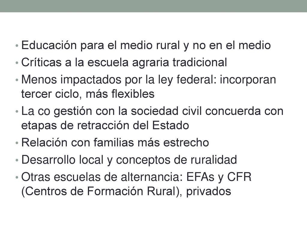 Educación para el medio rural y no en el medio