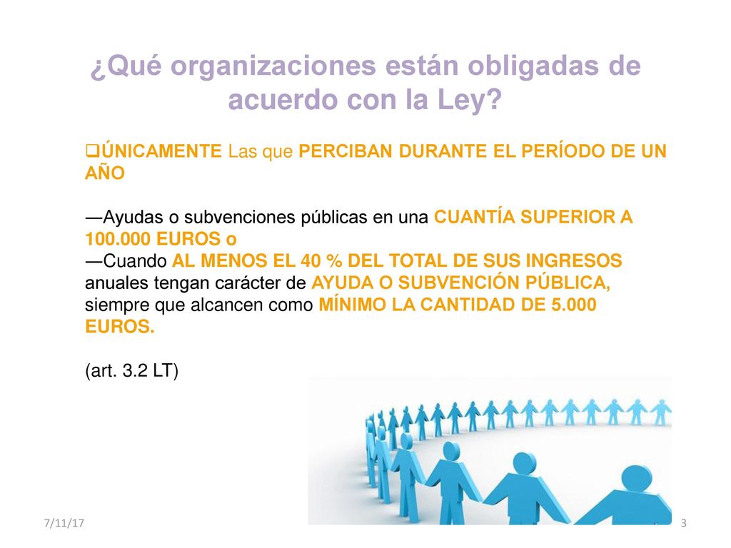 ¿Qué organizaciones están obligadas de acuerdo con la Ley