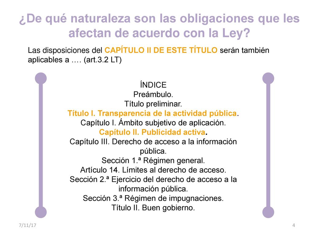 ¿De qué naturaleza son las obligaciones que les afectan de acuerdo con la Ley