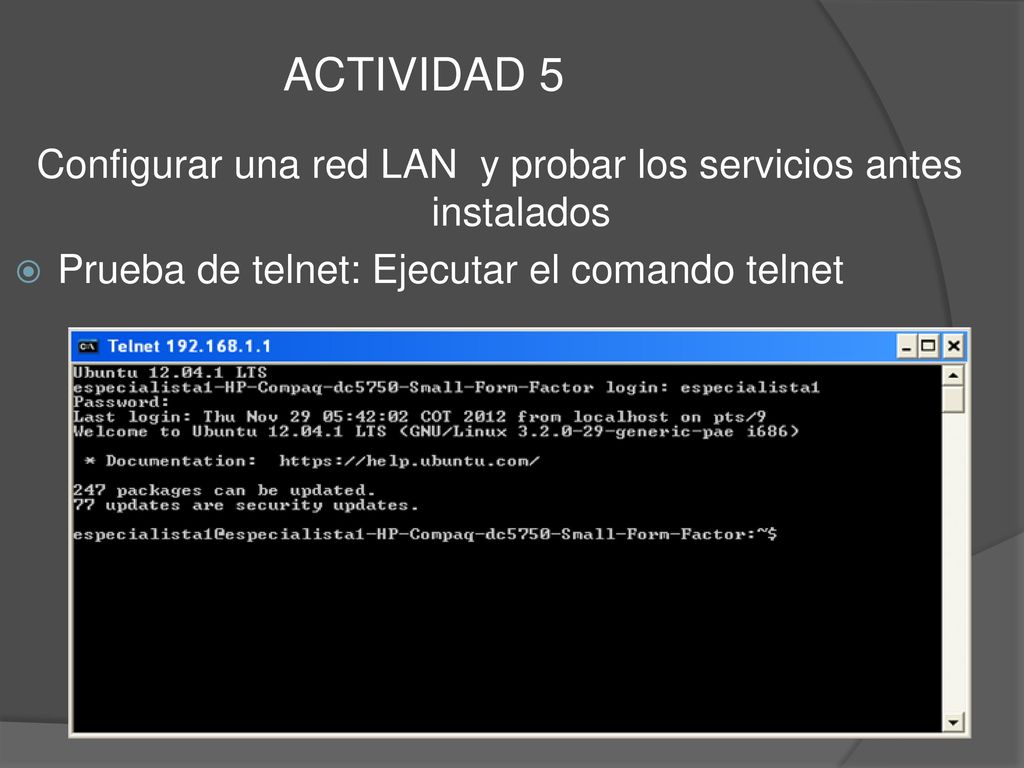 Configurar una red LAN y probar los servicios antes instalados