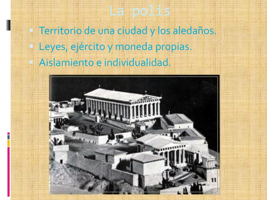 La polis Territorio de una ciudad y los aledaños.