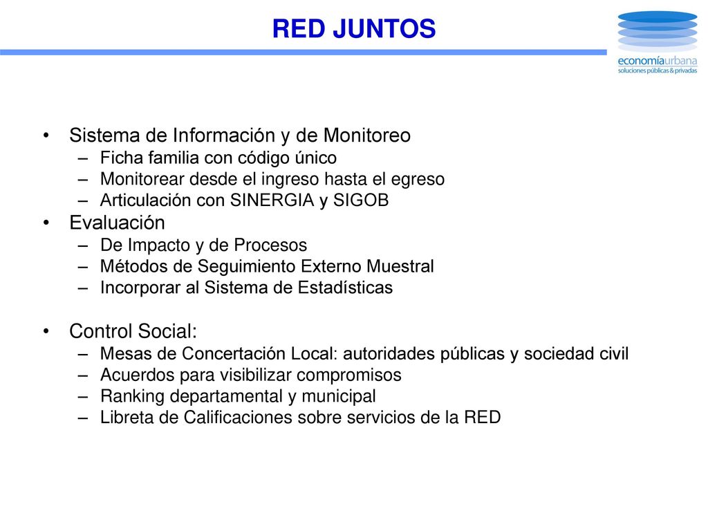 RED JUNTOS Sistema de Información y de Monitoreo Evaluación