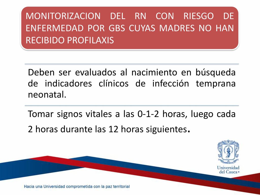 MONITORIZACION DEL RN CON RIESGO DE ENFERMEDAD POR GBS CUYAS MADRES NO HAN RECIBIDO PROFILAXIS