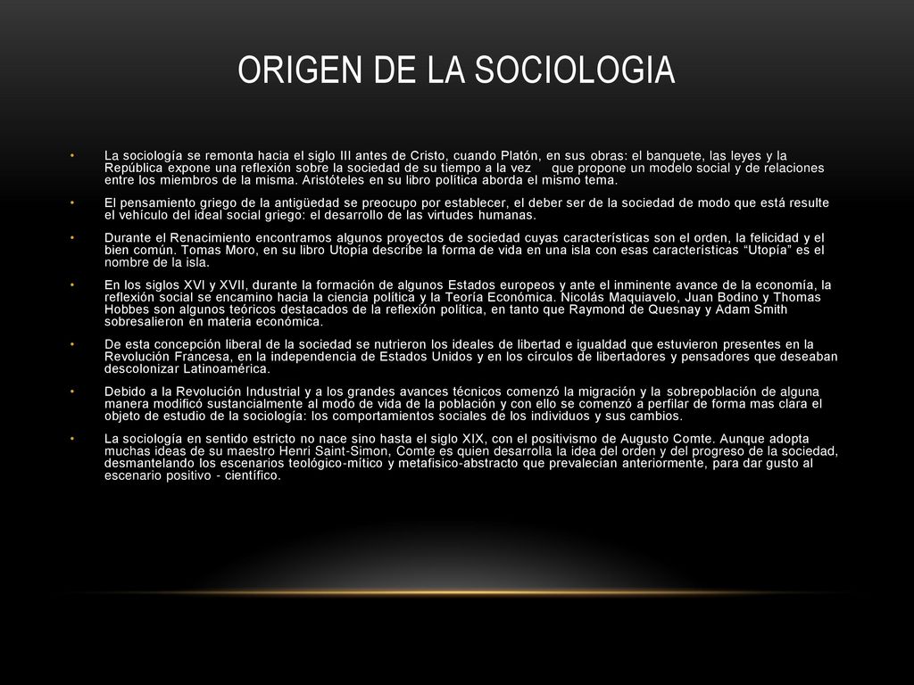 ORIGEN DE LA SOCIOLOGIA