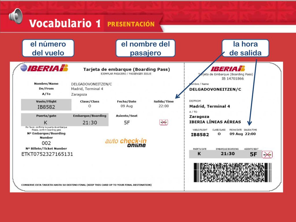 Inroducción al tema el número del vuelo el nombre del pasajero la hora