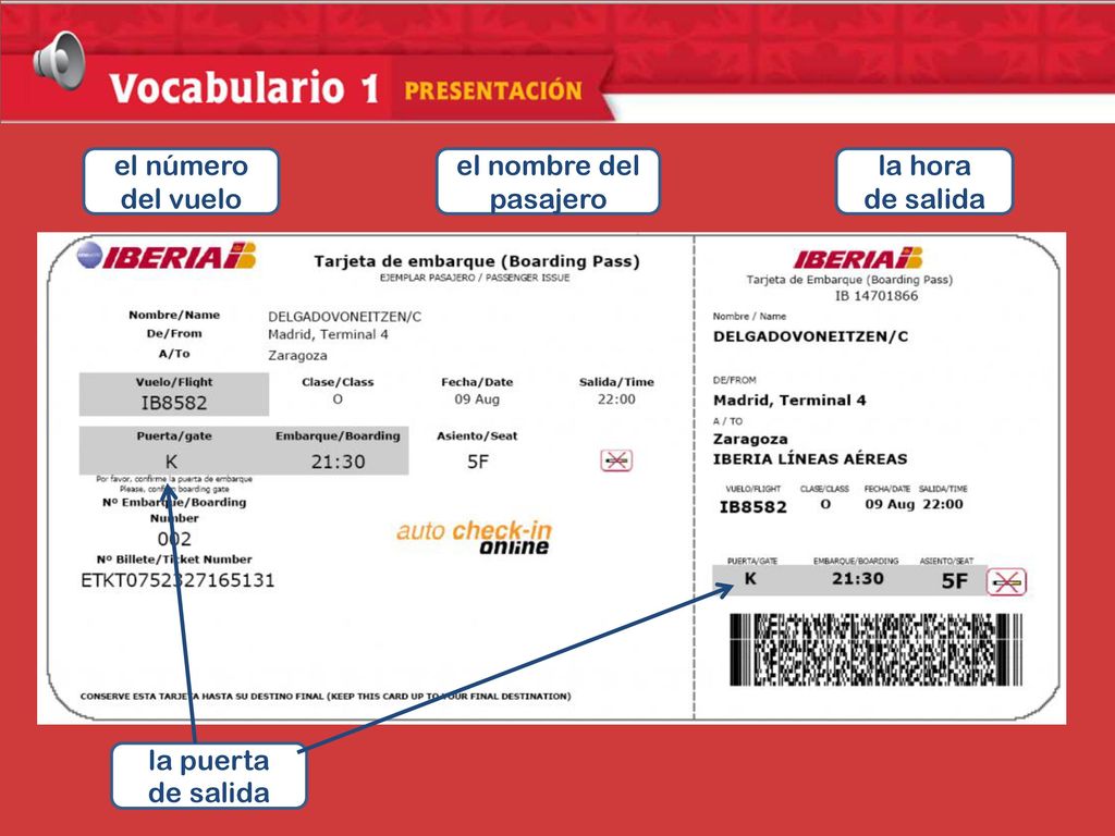 Inroducción al tema el número del vuelo el nombre del pasajero la hora