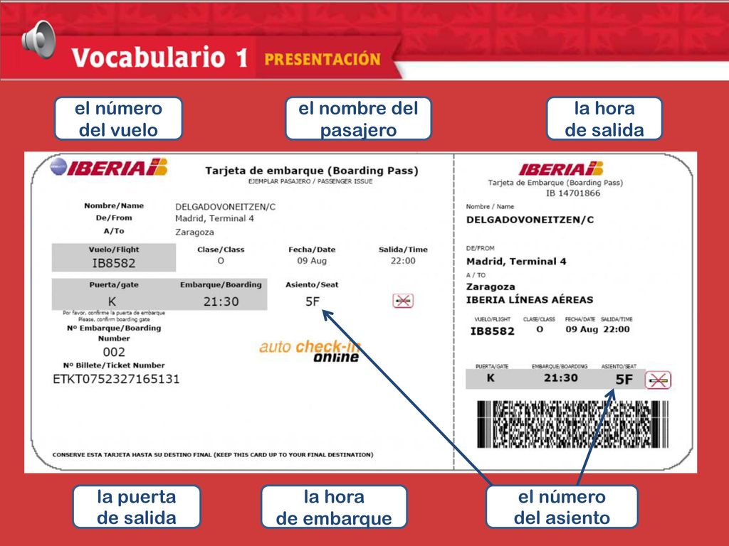 Inroducción al tema el número del vuelo el nombre del pasajero la hora