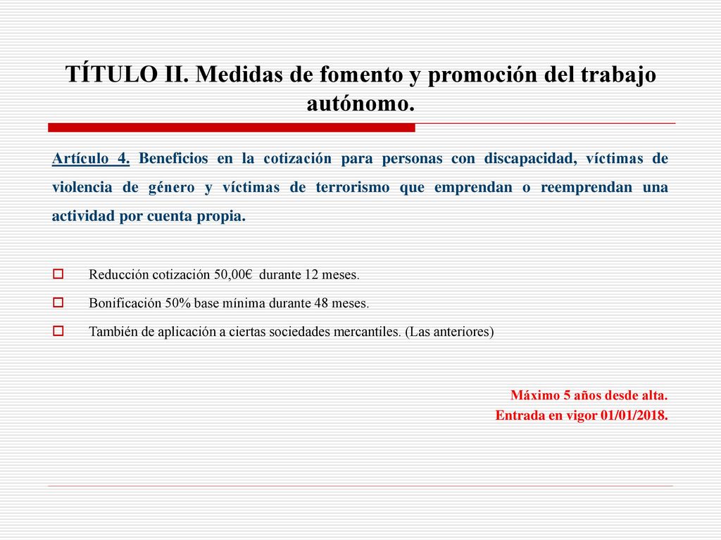 TÍTULO II. Medidas de fomento y promoción del trabajo autónomo.