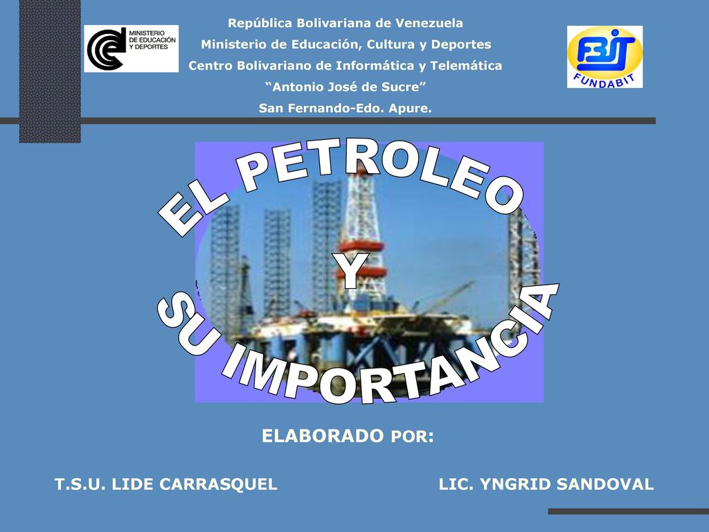 EL PETROLEO Y SU IMPORTANCIA ELABORADO POR: T.S.U. LIDE CARRASQUEL