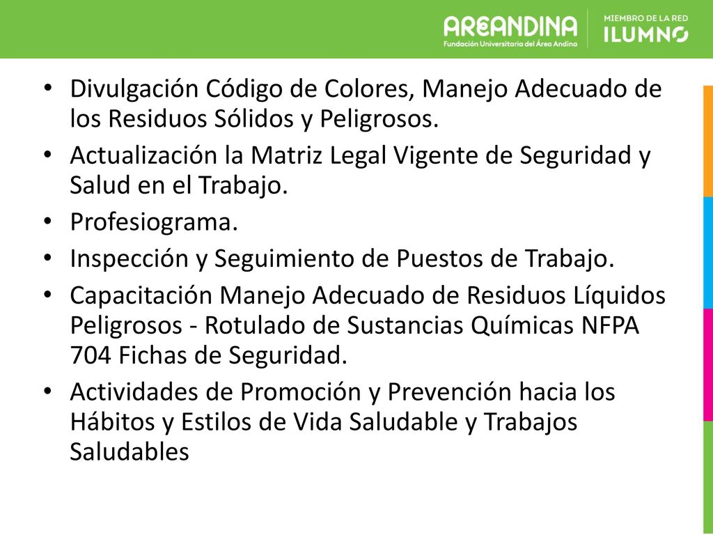 Divulgación Código de Colores, Manejo Adecuado de los Residuos Sólidos y Peligrosos.