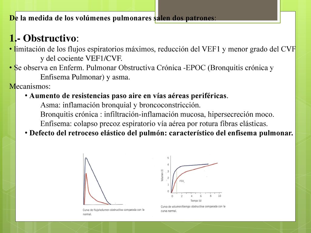 De la medida de los volúmenes pulmonares salen dos patrones: