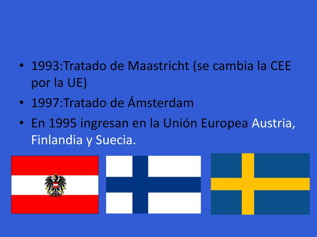 1993:Tratado de Maastricht (se cambia la CEE por la UE)
