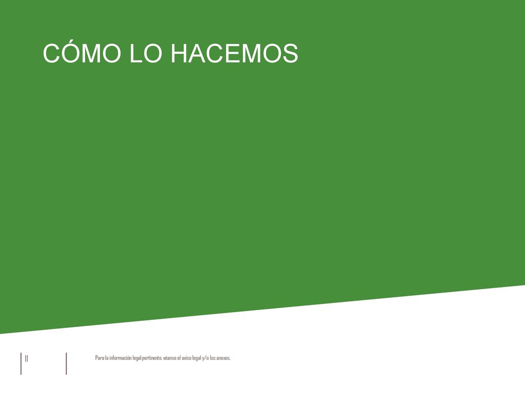 CÓMO LO HACEMOS Para la información legal pertinente, véanse el aviso legal y/o los anexos.