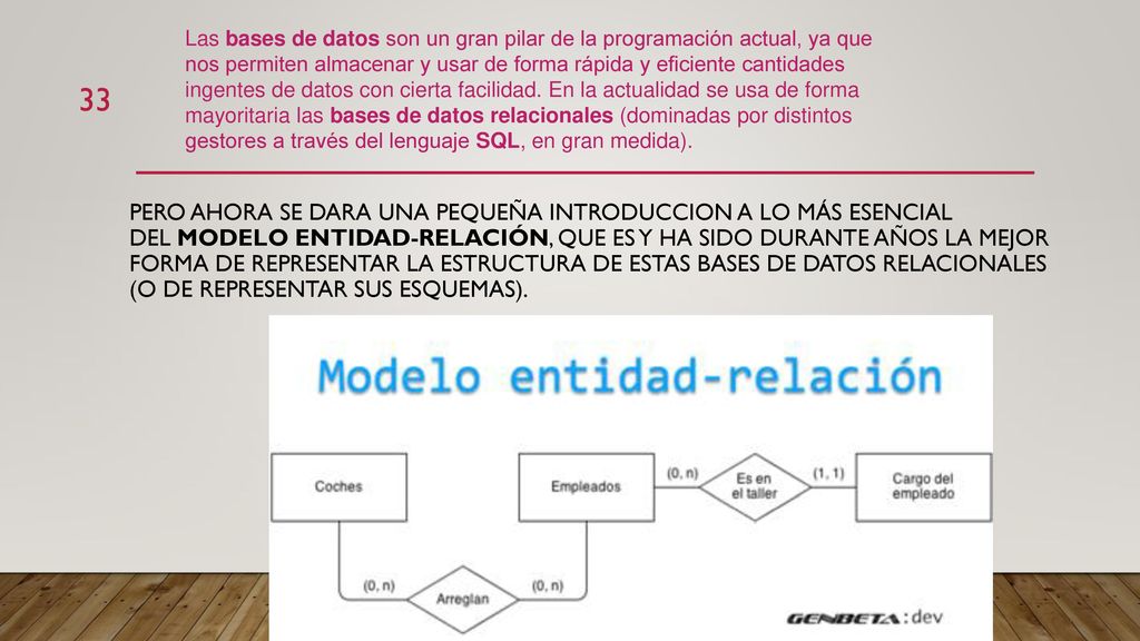 Las bases de datos son un gran pilar de la programación actual, ya que nos permiten almacenar y usar de forma rápida y eficiente cantidades ingentes de datos con cierta facilidad. En la actualidad se usa de forma mayoritaria las bases de datos relacionales (dominadas por distintos gestores a través del lenguaje SQL, en gran medida).
