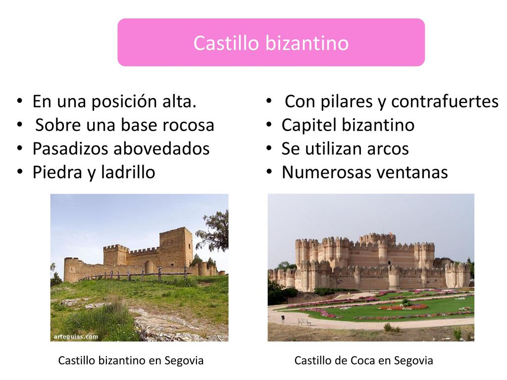 Castillo bizantino En una posición alta. Con pilares y contrafuertes