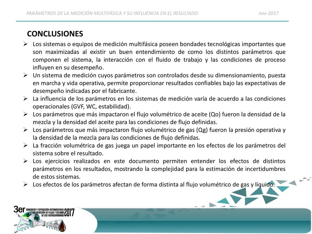 PARÁMETROS DE LA MEDICIÓN MULTIFÁSICA Y SU INFLUENCIA EN EL RESULTADO