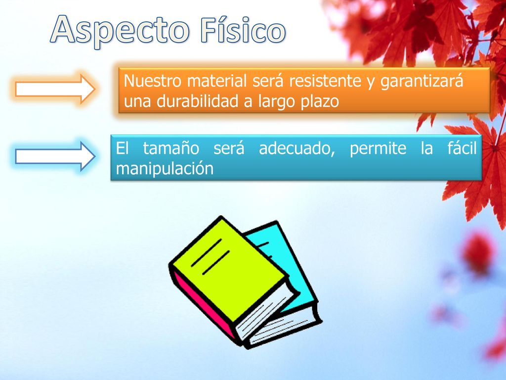 Aspecto Físico Nuestro material será resistente y garantizará una durabilidad a largo plazo.