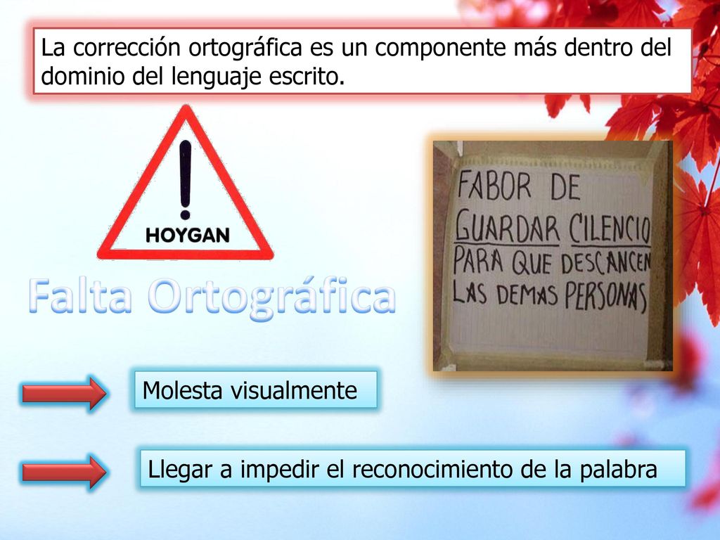 La corrección ortográfica es un componente más dentro del dominio del lenguaje escrito.