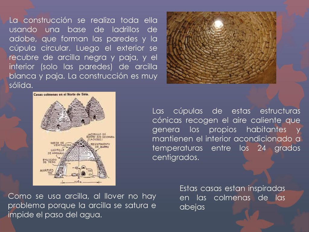 La construcción se realiza toda ella usando una base de ladrillos de adobe, que forman las paredes y la cúpula circular. Luego el exterior se recubre de arcilla negra y paja, y el interior (solo las paredes) de arcilla blanca y paja. La construcción es muy sólida.