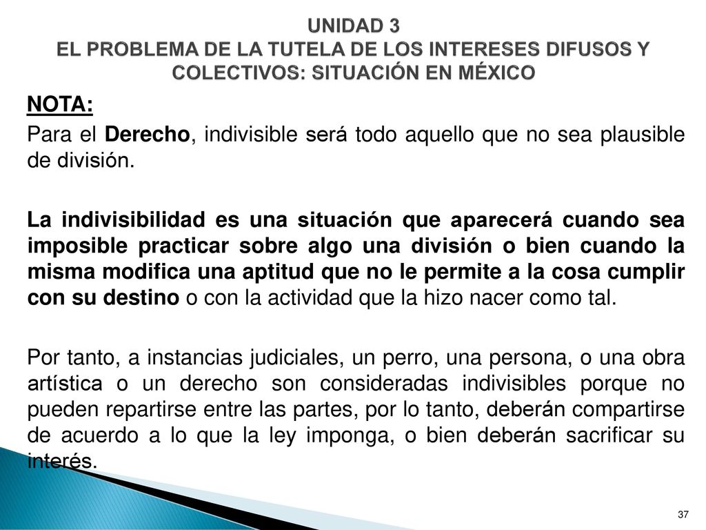 UNIDAD 3 EL PROBLEMA DE LA TUTELA DE LOS INTERESES DIFUSOS Y COLECTIVOS: SITUACIÓN EN MÉXICO