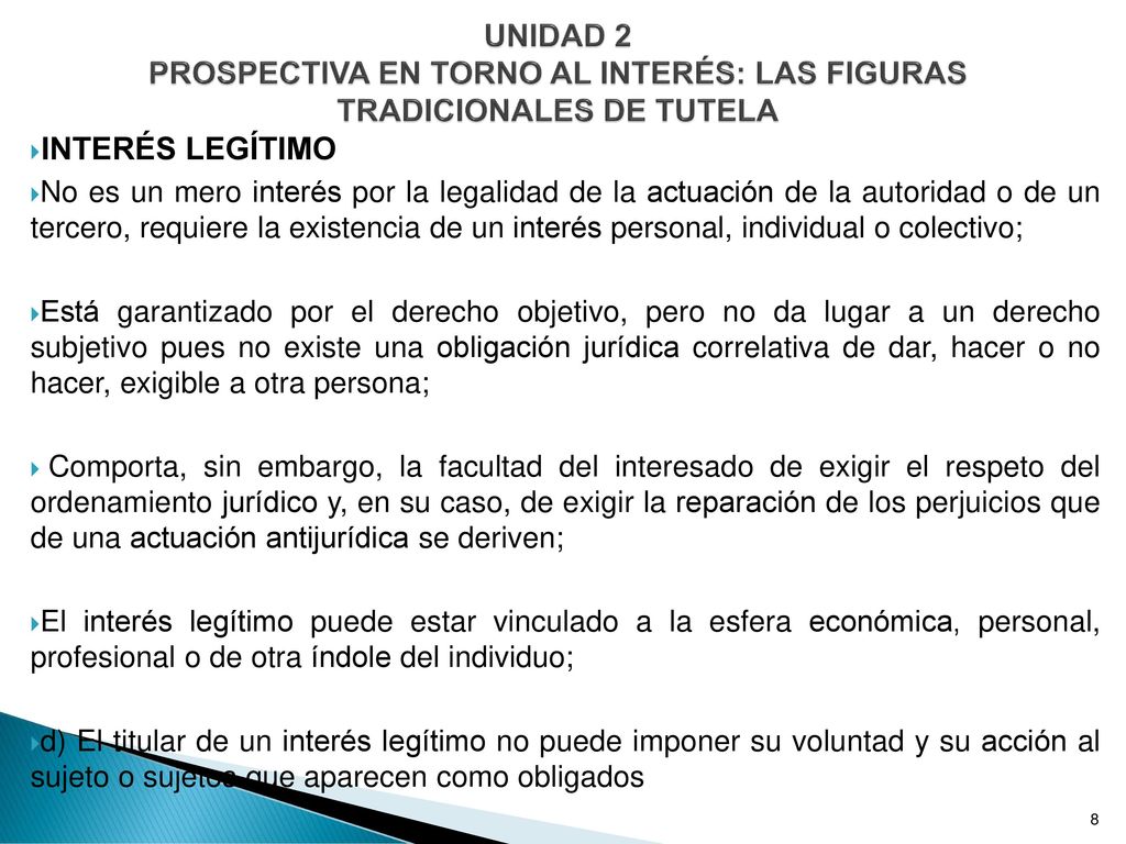 UNIDAD 2 PROSPECTIVA EN TORNO AL INTERÉS: LAS FIGURAS TRADICIONALES DE TUTELA