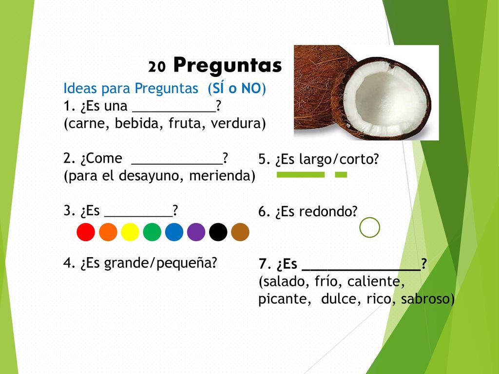 20 Preguntas . ….. Ideas para Preguntas (SÍ o NO)
