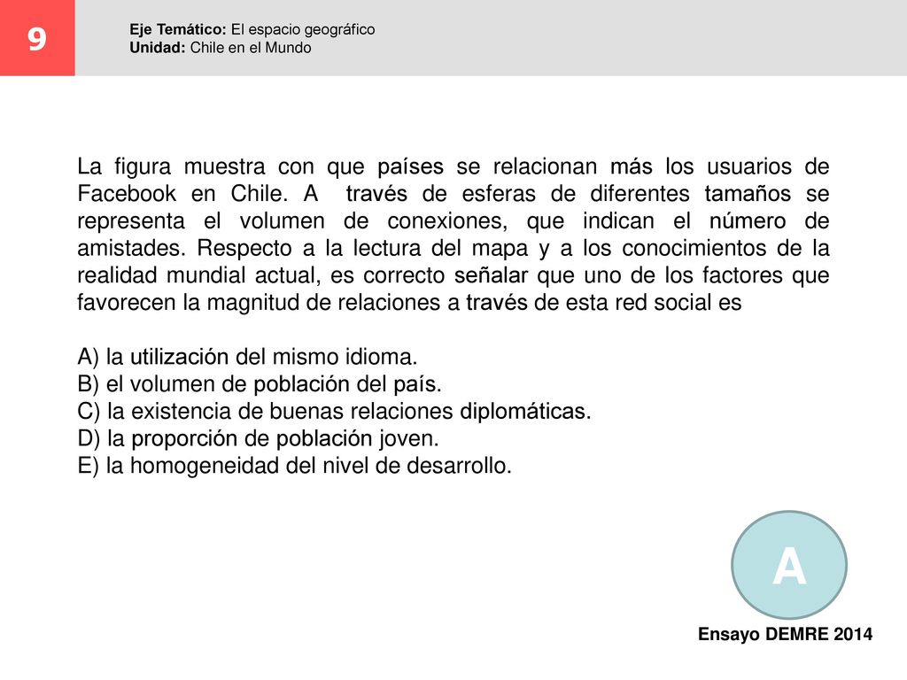 9 Eje Temático: El espacio geográfico. Unidad: Chile en el Mundo.
