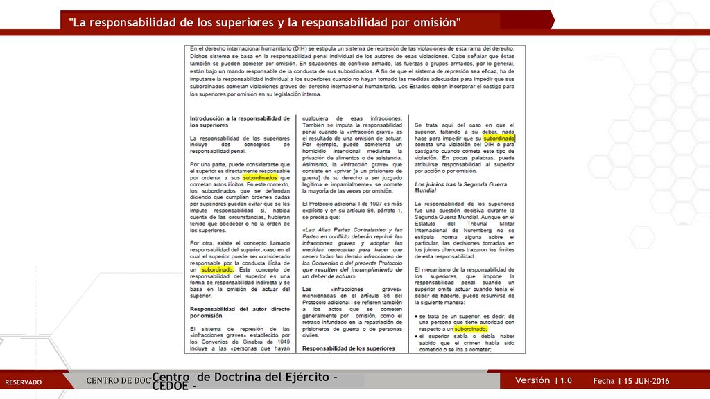 La responsabilidad de los superiores y la responsabilidad por omisión
