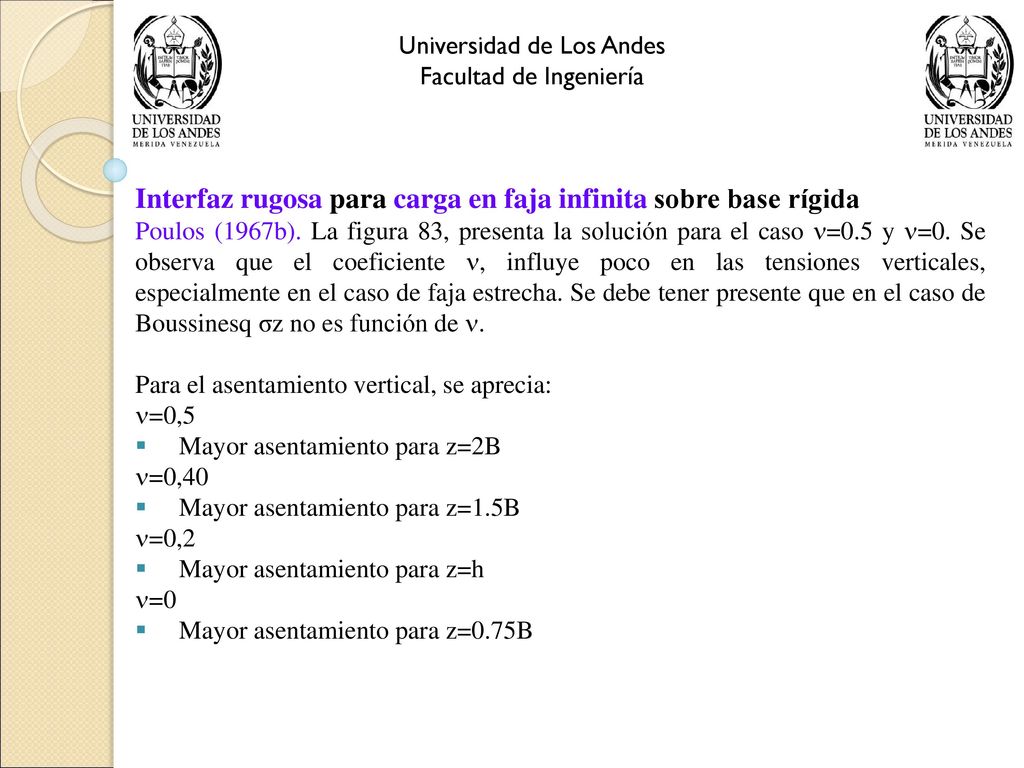 Interfaz rugosa para carga en faja infinita sobre base rígida