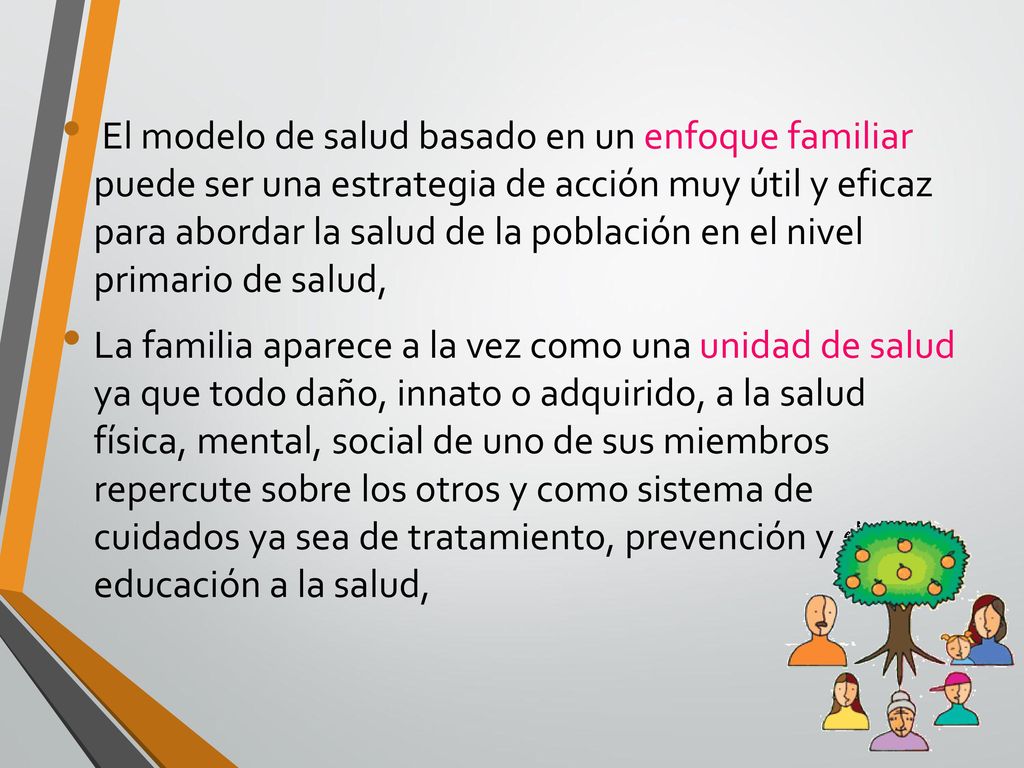 El modelo de salud basado en un enfoque familiar puede ser una estrategia de acción muy útil y eficaz para abordar la salud de la población en el nivel primario de salud,