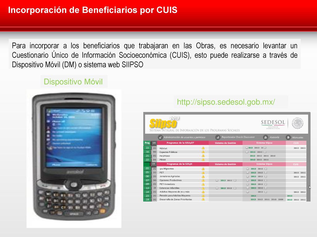 Incorporación de Beneficiarios por CUIS