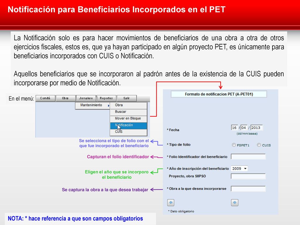 Notificación para Beneficiarios Incorporados en el PET