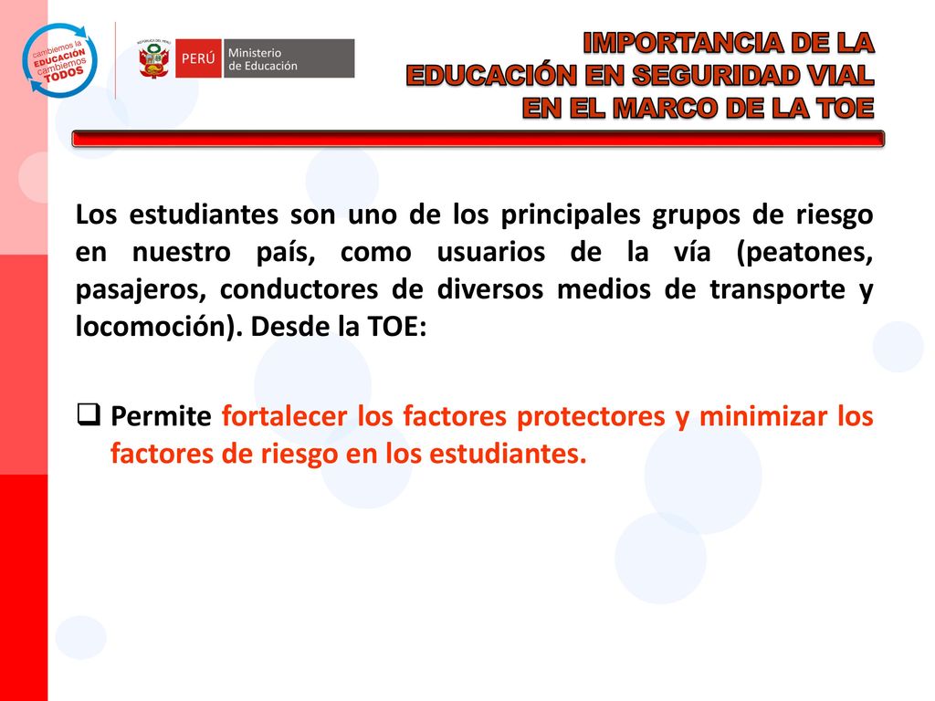 IMPORTANCIA DE LA EDUCACIÓN EN SEGURIDAD VIAL. EN EL MARCO DE LA TOE.
