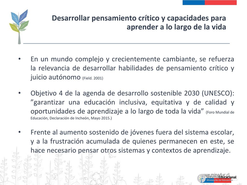 Desarrollar pensamiento crítico y capacidades para aprender a lo largo de la vida