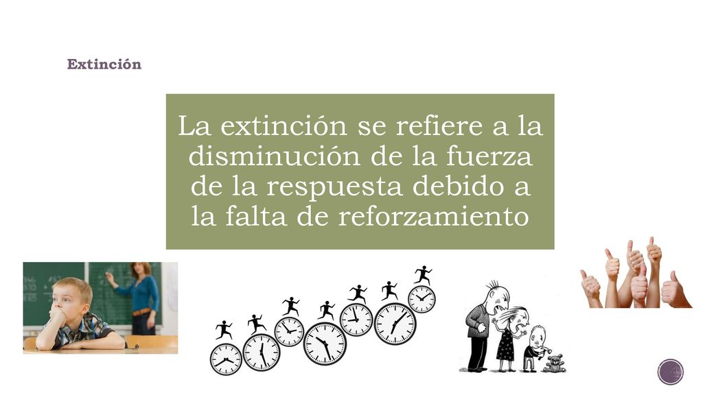 Extinción La extinción se refiere a la disminución de la fuerza de la respuesta debido a la falta de reforzamiento.