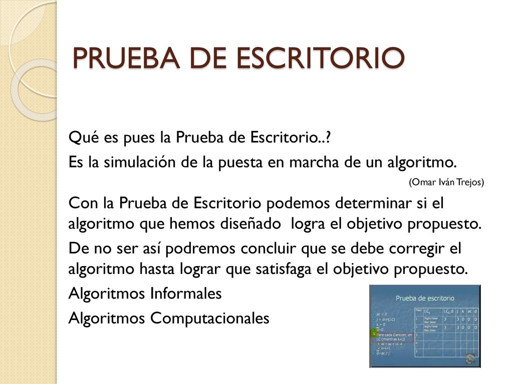 PRUEBA DE ESCRITORIO Qué es pues la Prueba de Escritorio..
