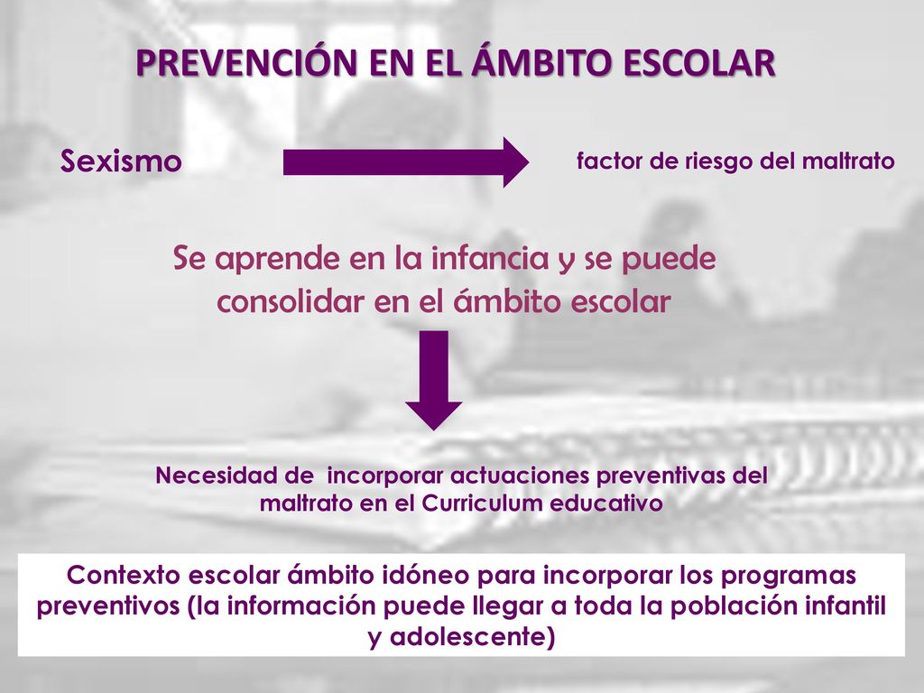 PREVENCIÓN EN EL ÁMBITO ESCOLAR factor de riesgo del maltrato