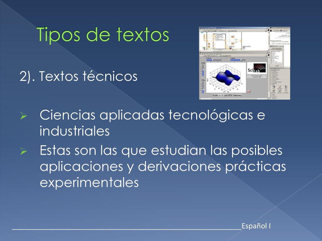 Tipos de textos 2). Textos técnicos