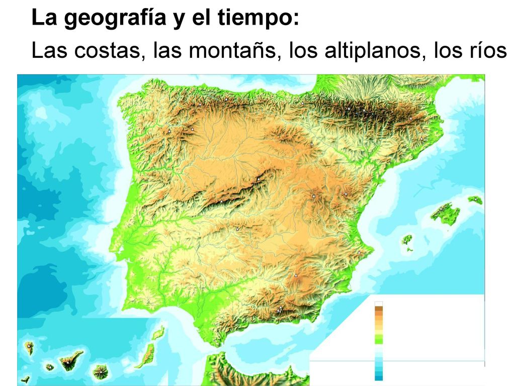 La geografía y el tiempo: Las costas, las montañs, los altiplanos, los ríos