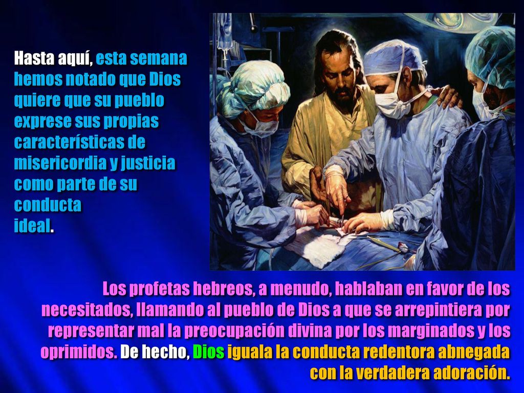 Hasta aquí, esta semana hemos notado que Dios. quiere que su pueblo. exprese sus propias. características de.