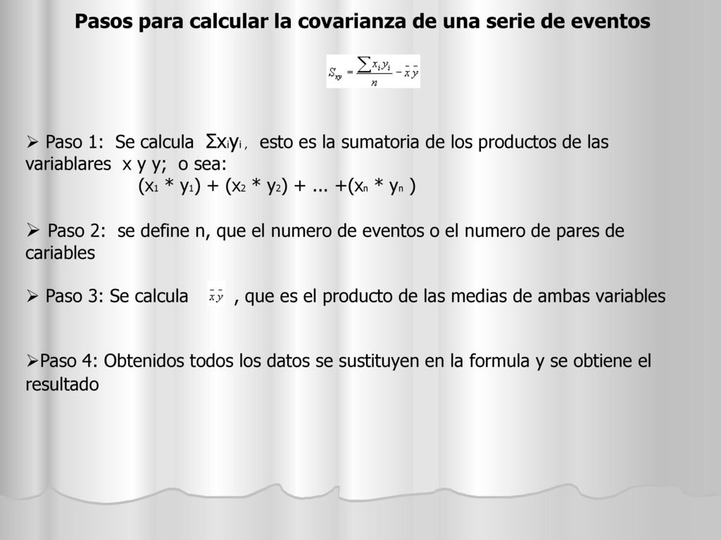 Pasos para calcular la covarianza de una serie de eventos