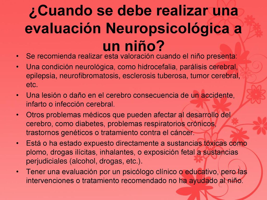 ¿Cuando se debe realizar una evaluación Neuropsicológica a un niño