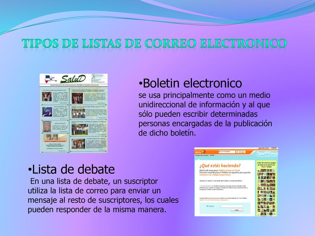 Tipos de listas de correo electronico