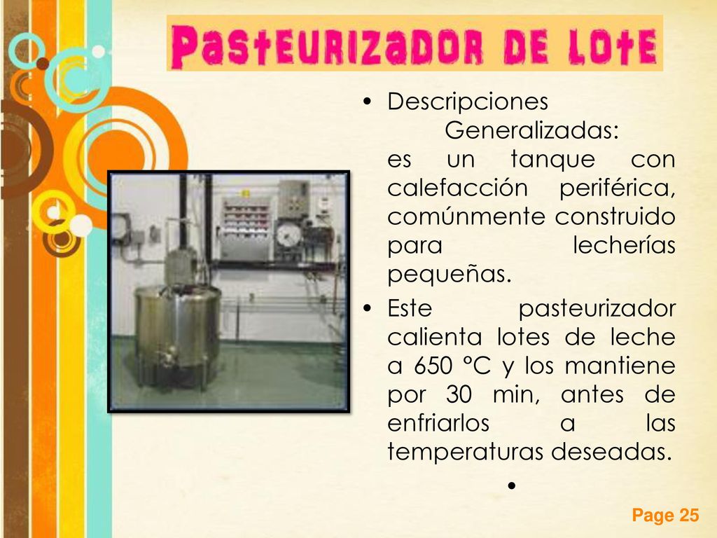 Descripciones Generalizadas: es un tanque con calefacción periférica, comúnmente construido para lecherías pequeñas.