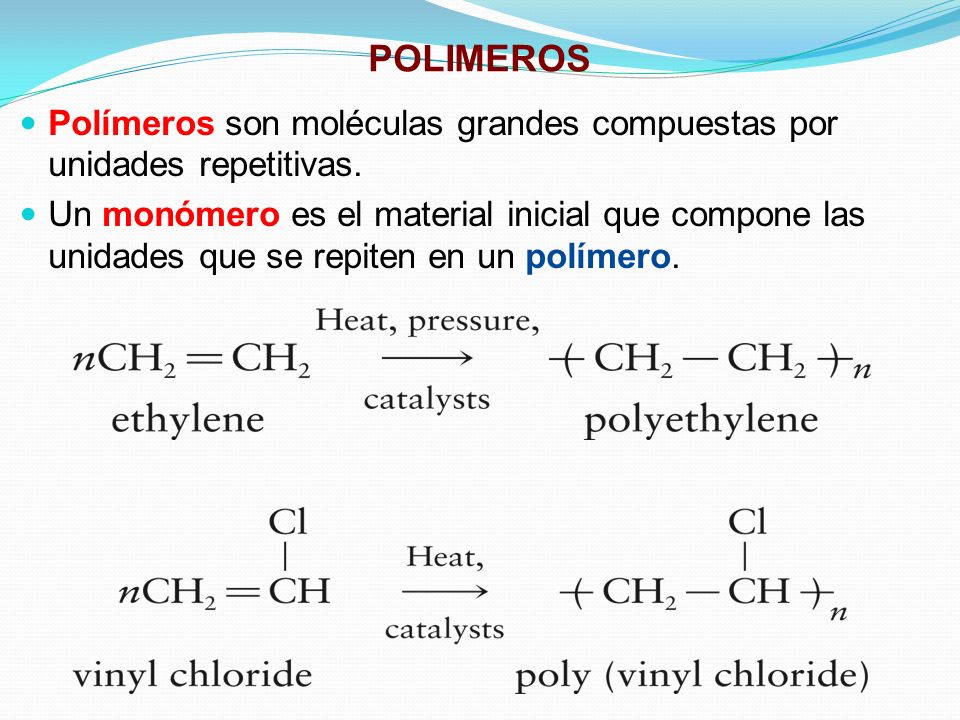 POLIMEROS Polímeros son moléculas grandes compuestas por unidades repetitivas.
