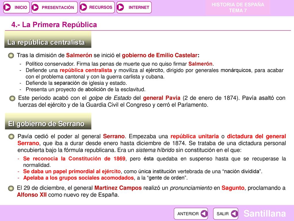4.- La Primera República La república centralista